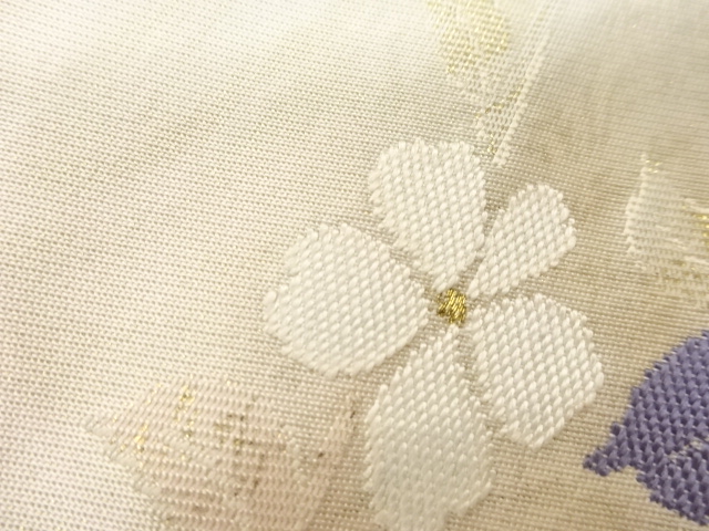  梅・桜模様織出し名古屋帯